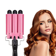 Three Barrel Curling Iron Ceramic Hair Waver Fast Heat Up Adjustable Temp for Beach Waves