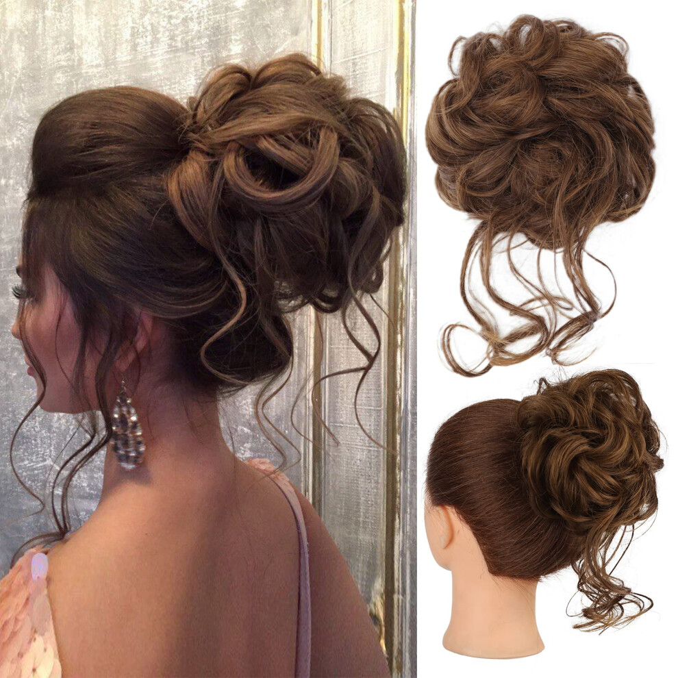 Unisex Messy Bun Hair Piece For Women Synthetic Hair Bun Extension With Elastic Band Tousled Updo