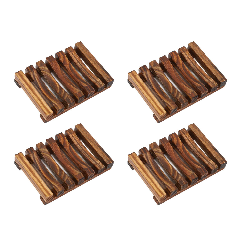 Grain Natural Wooden Soap Dish 4 Pack