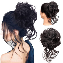 Hair Bun Scrunchie with Claw Clip, Messy Curly Chignon Hairpiece, Natural Wavy Updo for Women (#4)