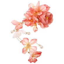 Chinese Hairpin with Vintage Floral Tassel, Bridal Flower Hair Clip for Women Hanfu Wedding