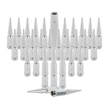 32 Pack Chrome 4.5 Inch Spike Lug Nuts with Key for Dodge Ram 1500 2500 3500 Precise Fit