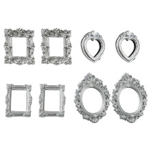 Pack of 8 Small Photo Frame with Baroquely Styles Wear-silver
