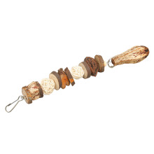 Bird Toy Natural Wooden Rattan Balls with Nuts and Stainless Steel Hook
