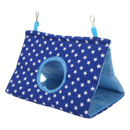 Bird Hanging Tent for Parrots Triangular Nest with Hooks, Blue Star 1
