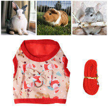 Cute Rabbit Vest Harness Set with Leash, Christmas Pattern, Small Pet M