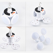 Deformable White Spherical Solar LED Emergency Bulb for Camping & Night Market, USB Dual Battery