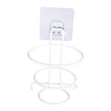 White Wall Mounted Hair Dryer Holder NoDrill SpaceSaving Iron Rack for Bathroom Accessories