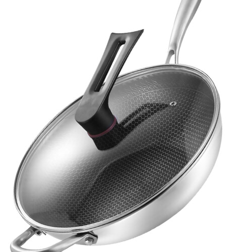 Stainless Steel Wok with Cover, 34cm 2