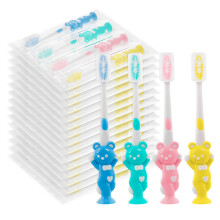 Kids Toothbrushes Bulk 60 Pack Soft Bristle with Suction Cup Individually Wrapped for Home School Travel