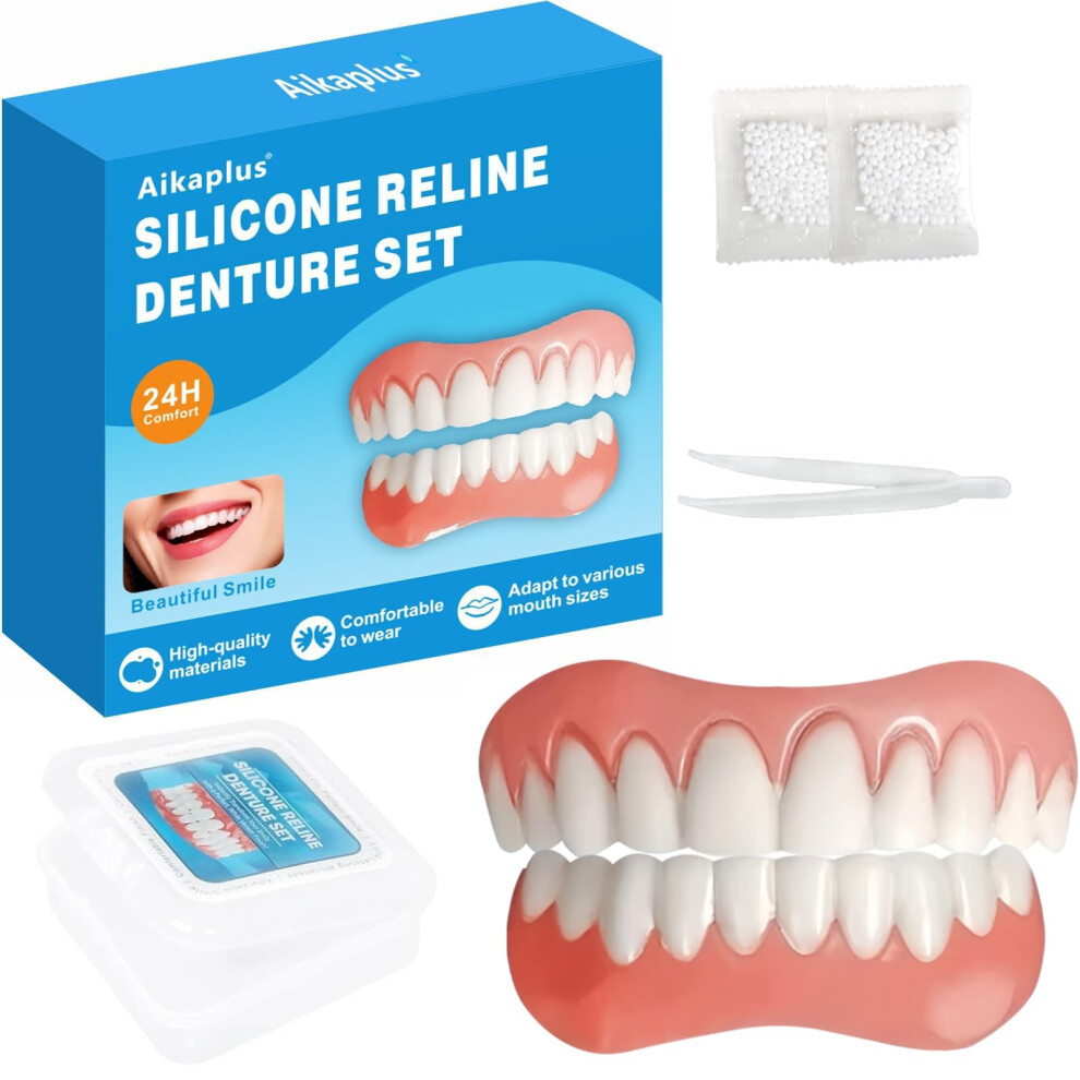 Natural Looking Dentures with Discreet Fit for Smile Restoration â Moldable False Teeth 1PCS
