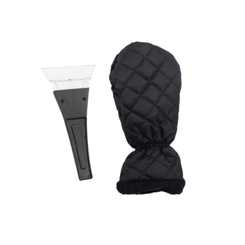 Car Ice Scraper With Waterproof Warm Glove For Windshield Snow Removal Black 9053599194811