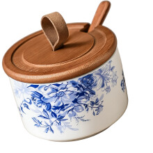 Artistieke keramische zoutpot met verzegeld-Chinese bloemen