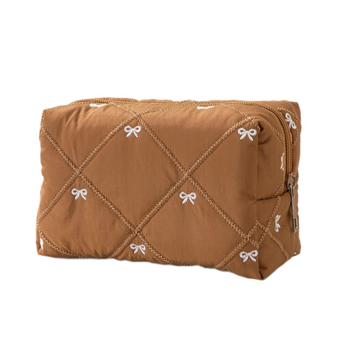 Caisse cosmétique matelassée à la mode de Bowknot-arc caramel