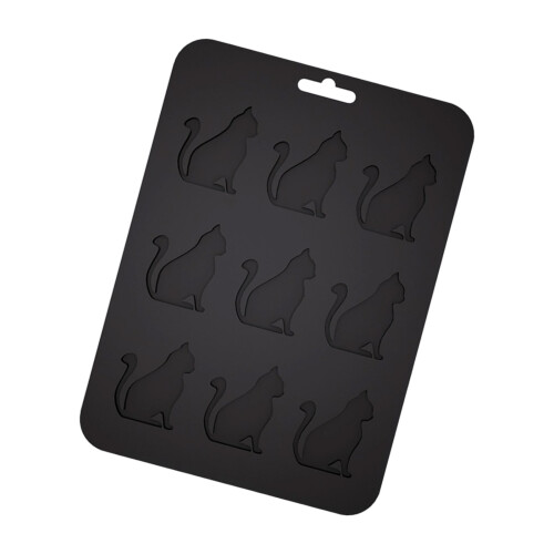 Flexible Tray Cats Shape Handmade Ice Cubes Molds-Black
