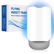 Indoor Fly Trap with Adjustable UV Light, Sticky Glue Board Fruit Fly Catcher, 1 Device and 5 Refills