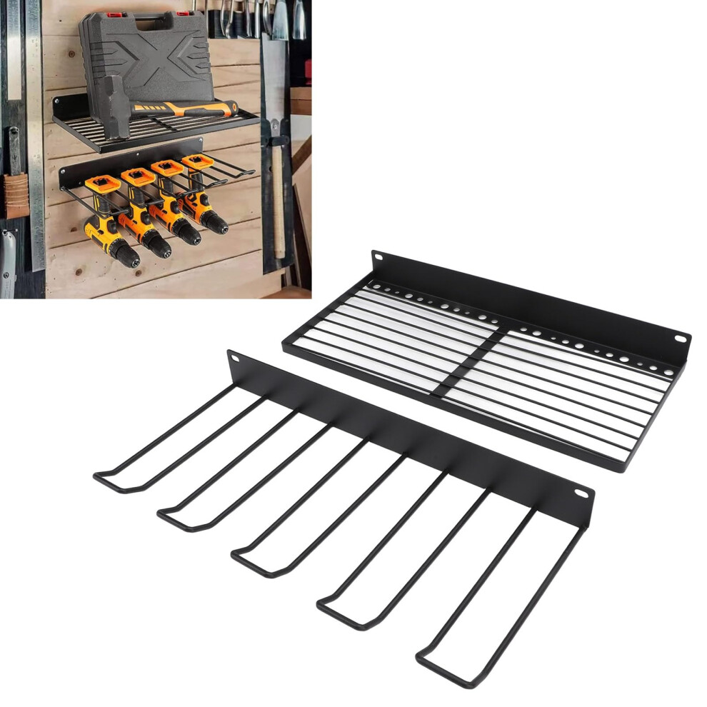 Power Tool Organizer Wall Mounted Drill Storage Rack, 2 Layer Heavy Duty Garage Charging Station 9455672868419