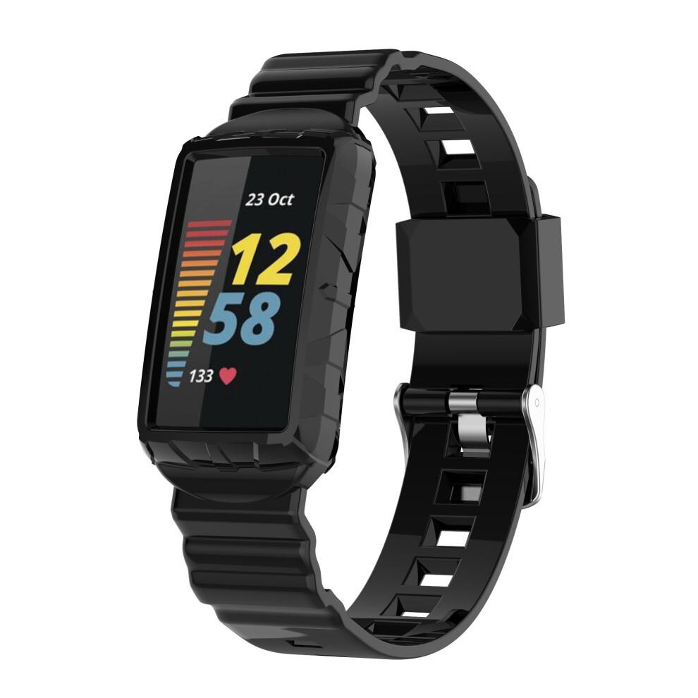 Silicone Watchband For Fitbit Charge 6/5/4/4 Se/3/3 Se Black 7314280691296