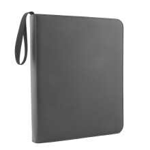Coin and Trading Card Binder with Perimeter Zipper, Reinforced Panels, 3 DRings, Dark Gray