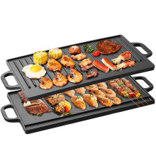 Cast Iron Griddle 20x10 Reversible Grill Pan with Dual Handles for Indoor Outdoor Even Cooking