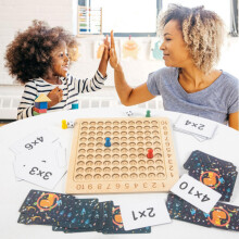 Wooden Math Board for Kids, 22.5x22.5cm Educational Counting Game