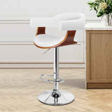 ALFORDSON 1x Bar Stools Joan Kitchen Swivel Chair Wooden Leather Gas Lift White
