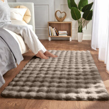 (80x150cm (2.7ft x 5ft), Mocha) Bubble Rug Thick Non Slip Soft Fluffy Faux Fur Carpet 7cm Pile Height Bedroom Livingroom Rug