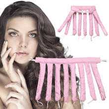 Heatless Curling Rod Headband Octopus Design No Heat Hair Curlers for Overnight Styling Pink