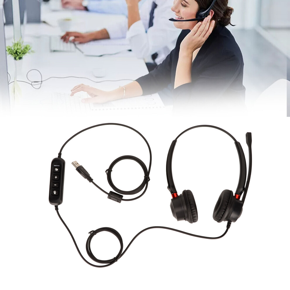 Usb Binaural Call Center Headset With Microphone Mute And Volume Control 7901373758365