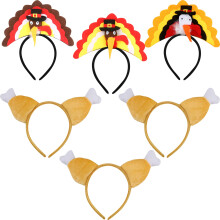 6 Pack Thanksgiving Turkey Drumstick Headbands Festive Party Accessories for Holiday Photos