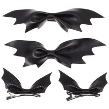 Goth Hair Clips Black Bat Wing PU Leather Hairpins for Halloween Cosplay Costume Accessories
