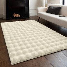 (120x170cm (4ft x 5.5ft), Cream) Bubble Rug Thick Non Slip Soft Fluffy Faux Fur Carpet 7cm Pile Height Bedroom Livingroom Rug