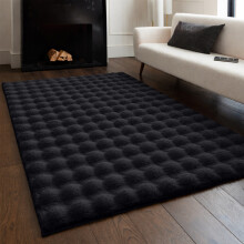 (120x170cm (4ft x 5.5ft), Black) Bubble Rug Thick Non Slip Soft Fluffy Faux Fur Carpet 7cm Pile Height Bedroom Livingroom Rug