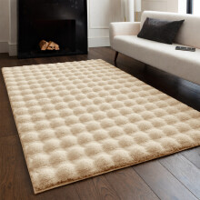 (120x170cm (4ft x 5.5ft), Beige) Bubble Rug Thick Non Slip Soft Fluffy Faux Fur Carpet 7cm Pile Height Bedroom Livingroom Rug