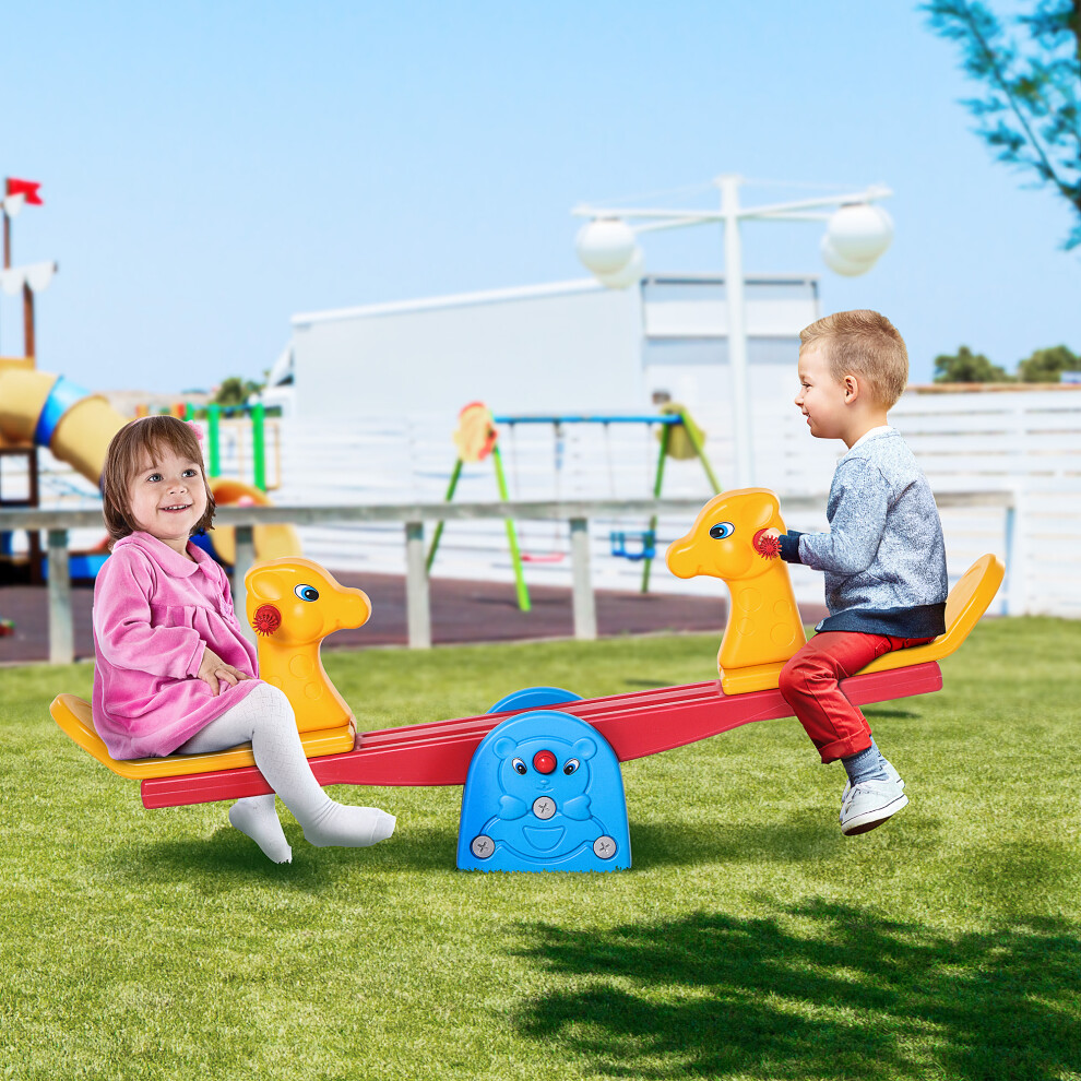 Homcom Kids Seesaw Teeter Totter 2 Seats With Easy-Grip Handles Multicolour