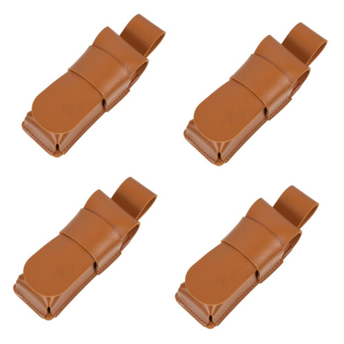 Leather Harmonica Case Set 4 Pack Brown Durable Scratch Protection for Beginner and Travel Use