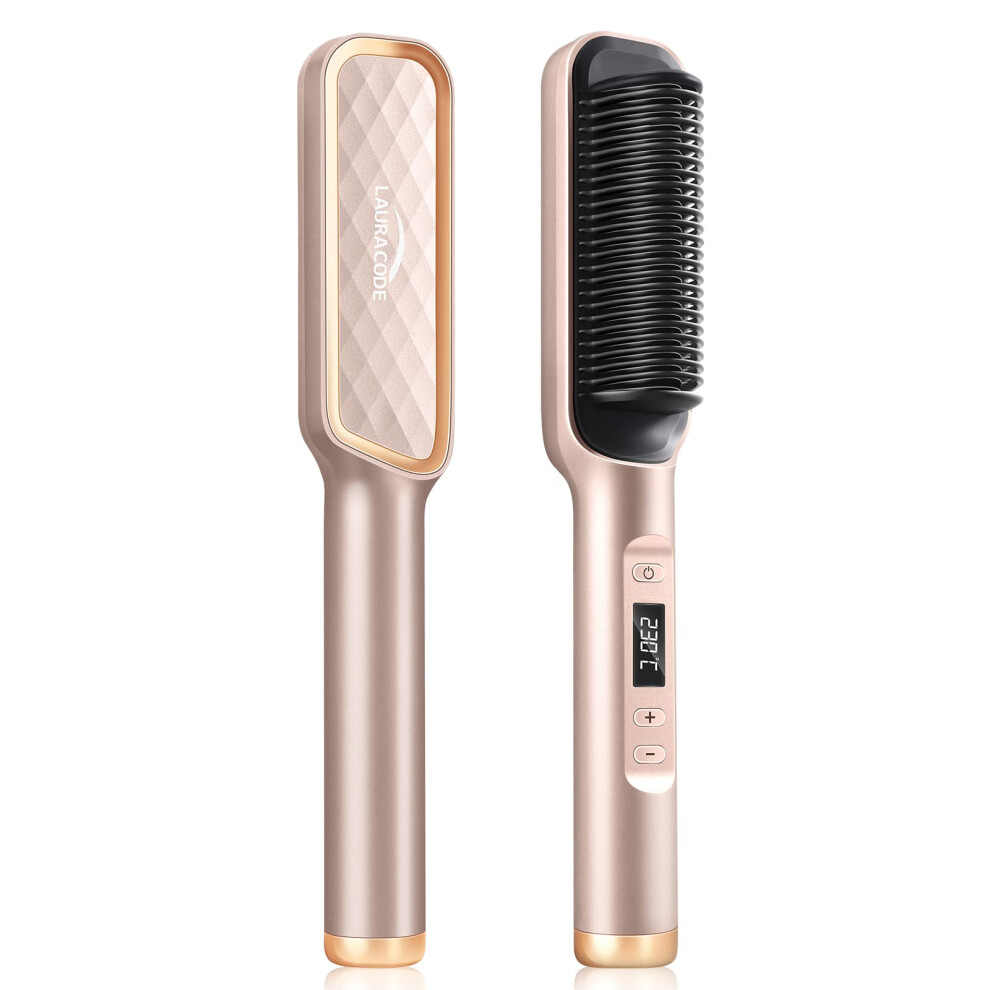 Hair Straightener Brush with 30Speed Heat Control, Negative Ion Frizz Reduction, Fast Heating Hot Comb for Home and Salon