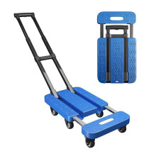 Folding Hand Truck 500lbs Heavy Duty Luggage Cart with 6 Wheels Telescopic Handle for Travel Moving Shopping Royal Blue