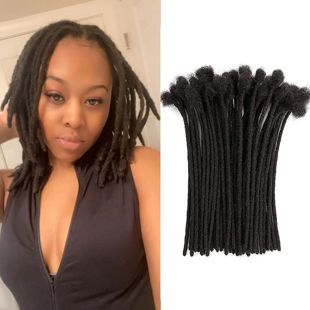Unisex Black 6 Inch Human Hair Loc Extensions 100 Strands 0.4Cm Natural Handmade Dreadlock Extensions