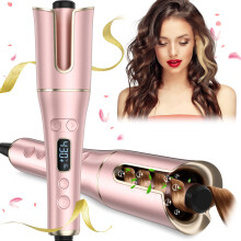 Automatic Curling Iron with Large Rotating Barrel, LCD Display, Fast Heating, Dual Voltage