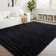 (160x230cm (5.4ft x 7.7ft), Black) Bubble Rug Thick Non Slip Soft Fluffy Faux Fur Carpet 7cm Pile Height Bedroom Livingroom Rug