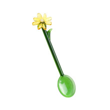 Glazen lepel Gekleurd bloemontwerp Lange steel-bloemenlepel 2