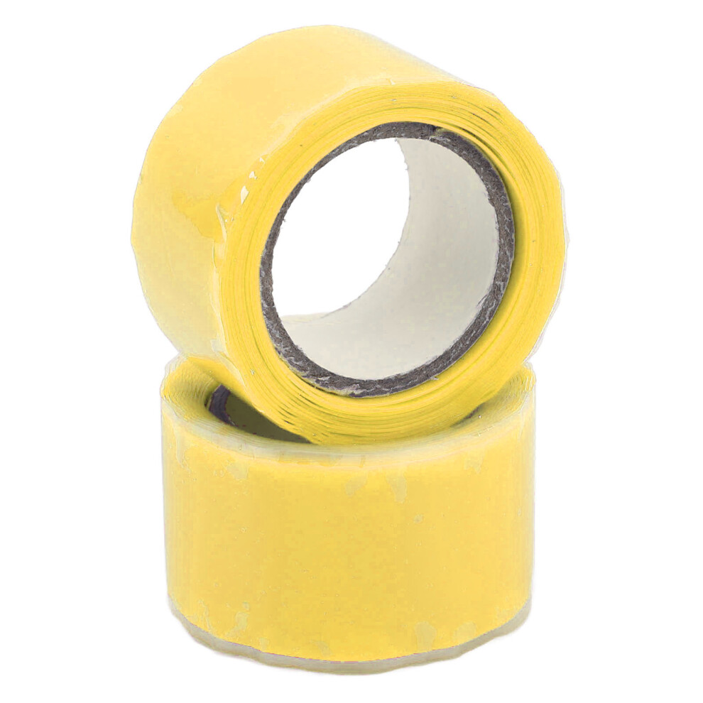 2Pcs Silicone Insulation Fusing Tape Waterproof Water Pipe Hose Repair Yellow 4141390089605