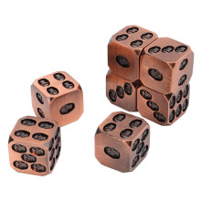 7-teiliges Metallwürfel-Set mit Schägemuster, Antik-Rot-Bronze, 1,6 cm