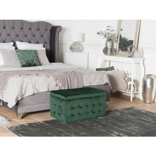 Beliani Storage Ottoman MICHIGAN Velvet Dark Green 1