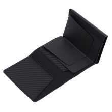 Aluminum Alloy RFID Card Holder Wallet, 7x9.7cm, Carbon Black