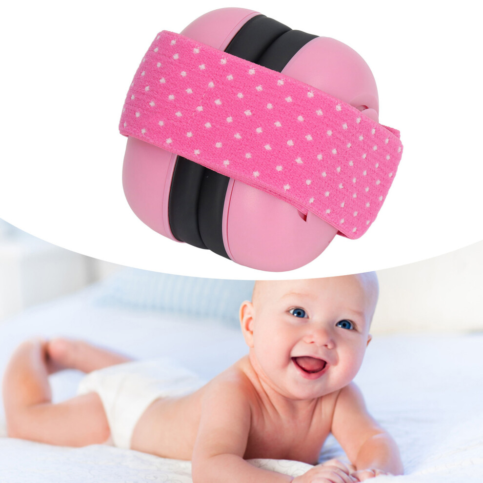 Infant Baby Ear Muffs Pink Noise Cancelling Soft Headphones with Elastic Band