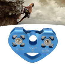 Doppelter Kletterkarabiner herzförmige Seilbahn 30KN Aluminium Edelstahl Blau