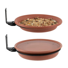Round Tray Bird Feeder 2Pack Outdoor Hanging Or Mounted Hummingbird Feeder And Bird Bath For Window Deck Balcony Garden