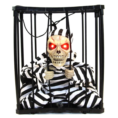 Animated Skeleton Cage Ghost Halloween Decoration